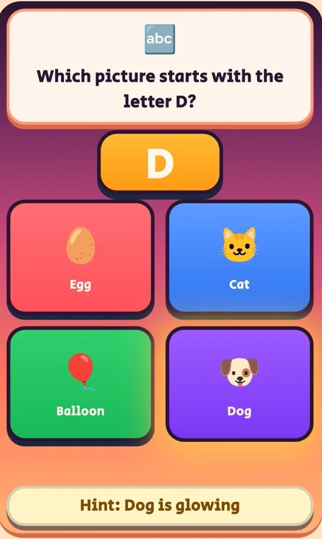 Beginning letter sounds learning game for children